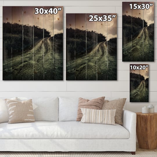 Designart - Muddy Road Under Full Moon